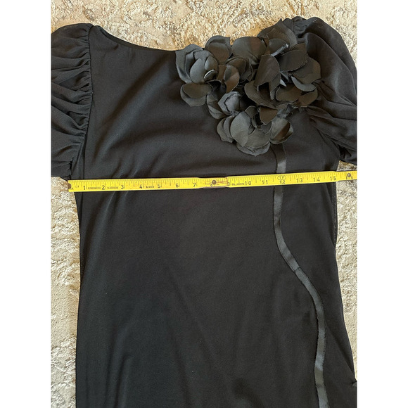 Vivienne Tam Vintage Floral Applique Black Stretch Mesh Dress Sz. P/XS - Picture 8 of 10